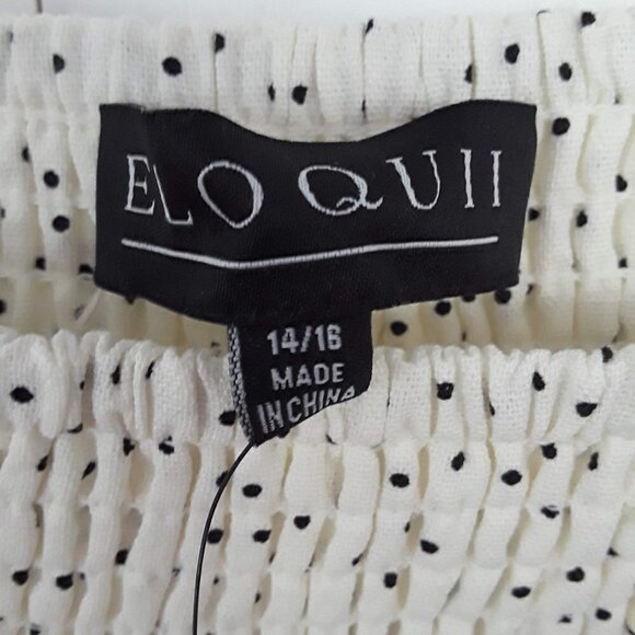 ELOQUII Linen Blend Smocked Ruffle Mini Dress Size 14 - Picture 8 of 11